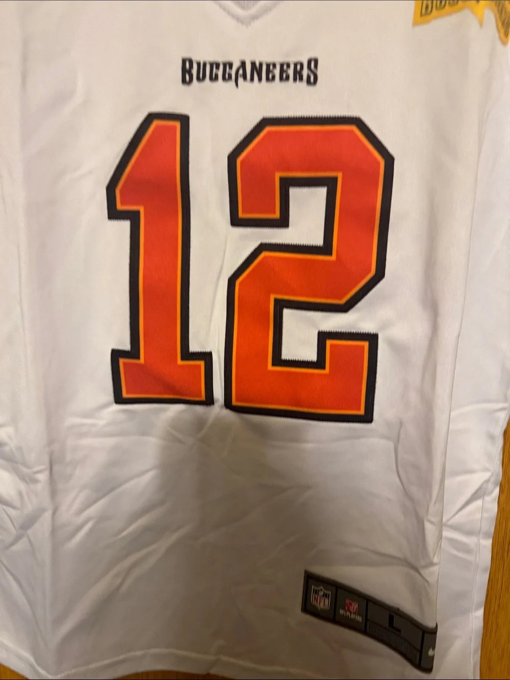Nike White Kids Buccaneers #12 Football Jersey with Orange Accents